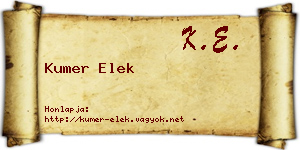 Kumer Elek névjegykártya
